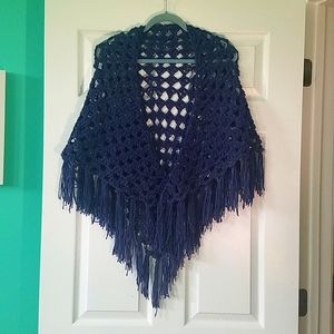DENIM Fringed shawl